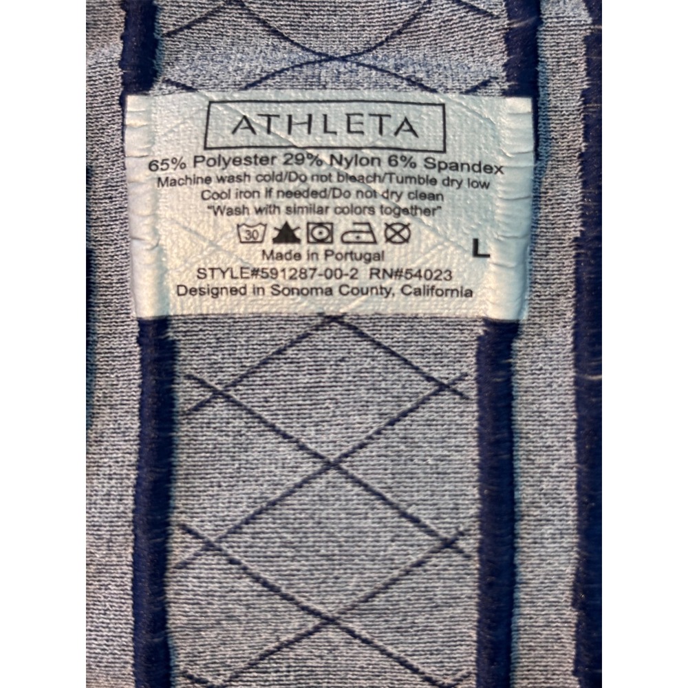 Athleta Navy Blue Short Sleeve Ruched Performance Workout Top 591287-00-2 Size L - Picture 4 of 6